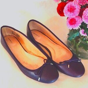 Lands' End Black Flats with Bow Detail